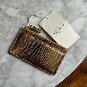 Sézane large gold Alfred card holder/wallet NWT